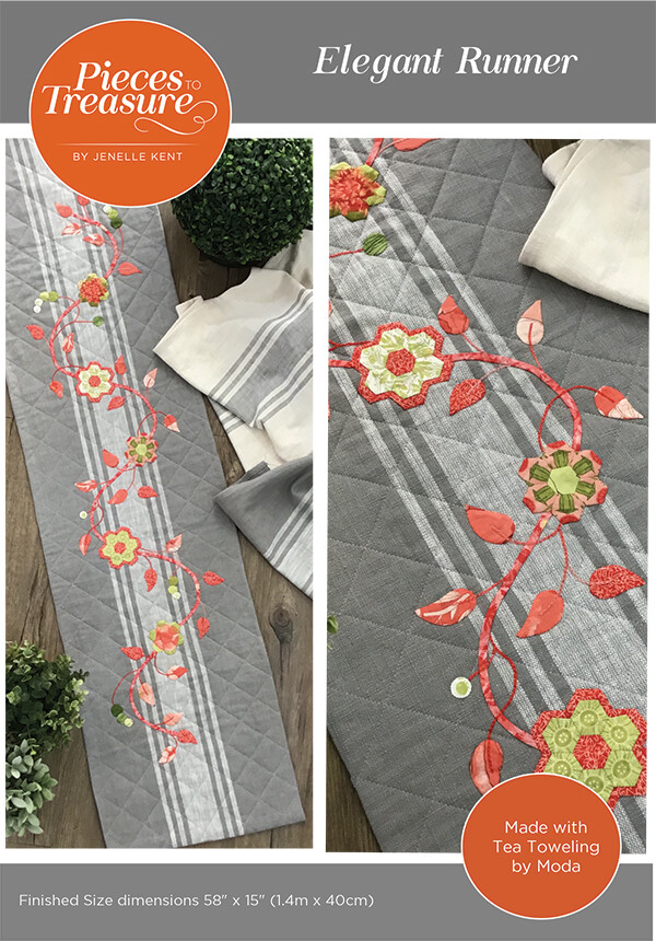 Elegant Runner Pattern by Jenelle Kent for Pieces to Treasure  15" X 58"