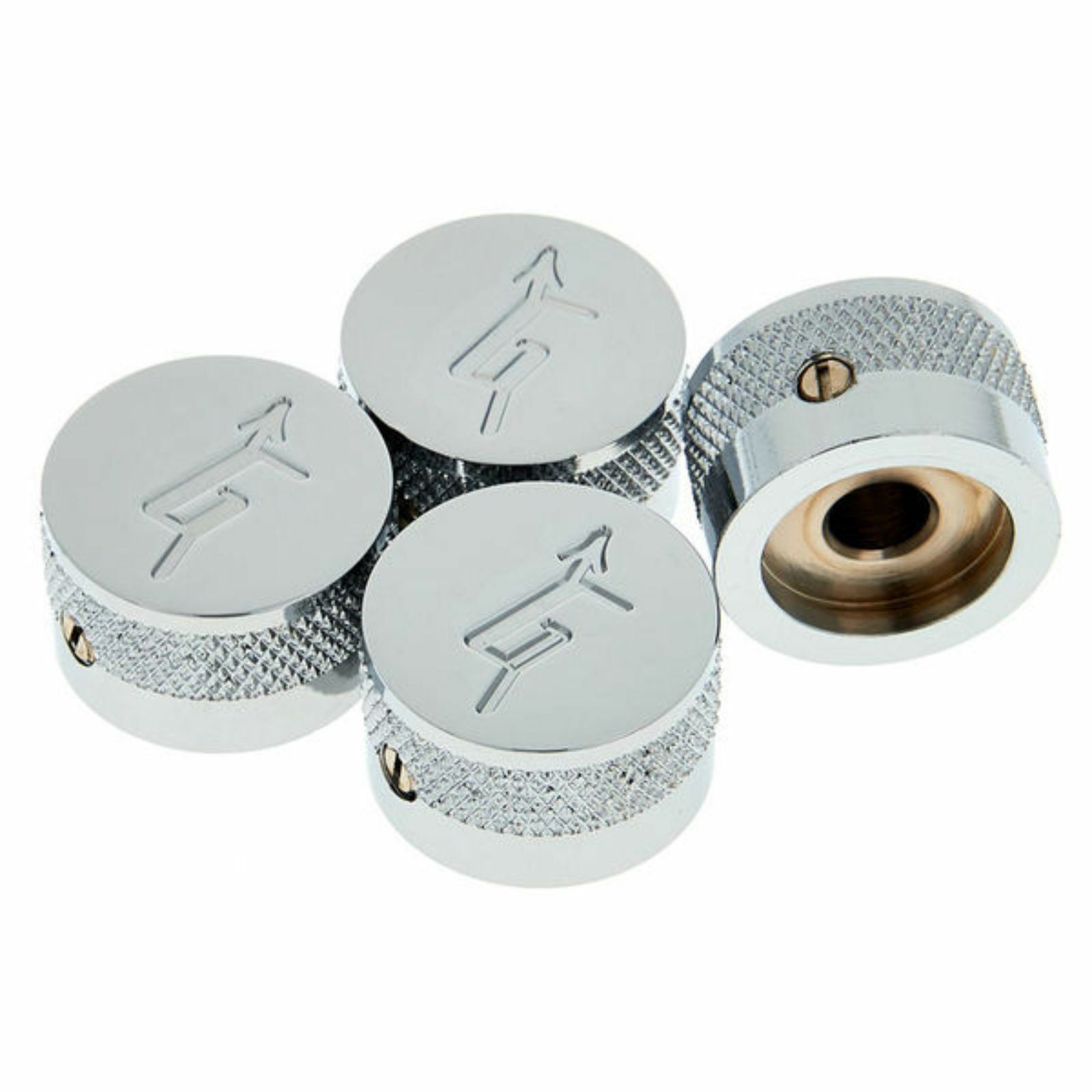 Gretsch "G" Logo Replacement Knobs for Solid Shaft Pots, Chrome, Set of 4
