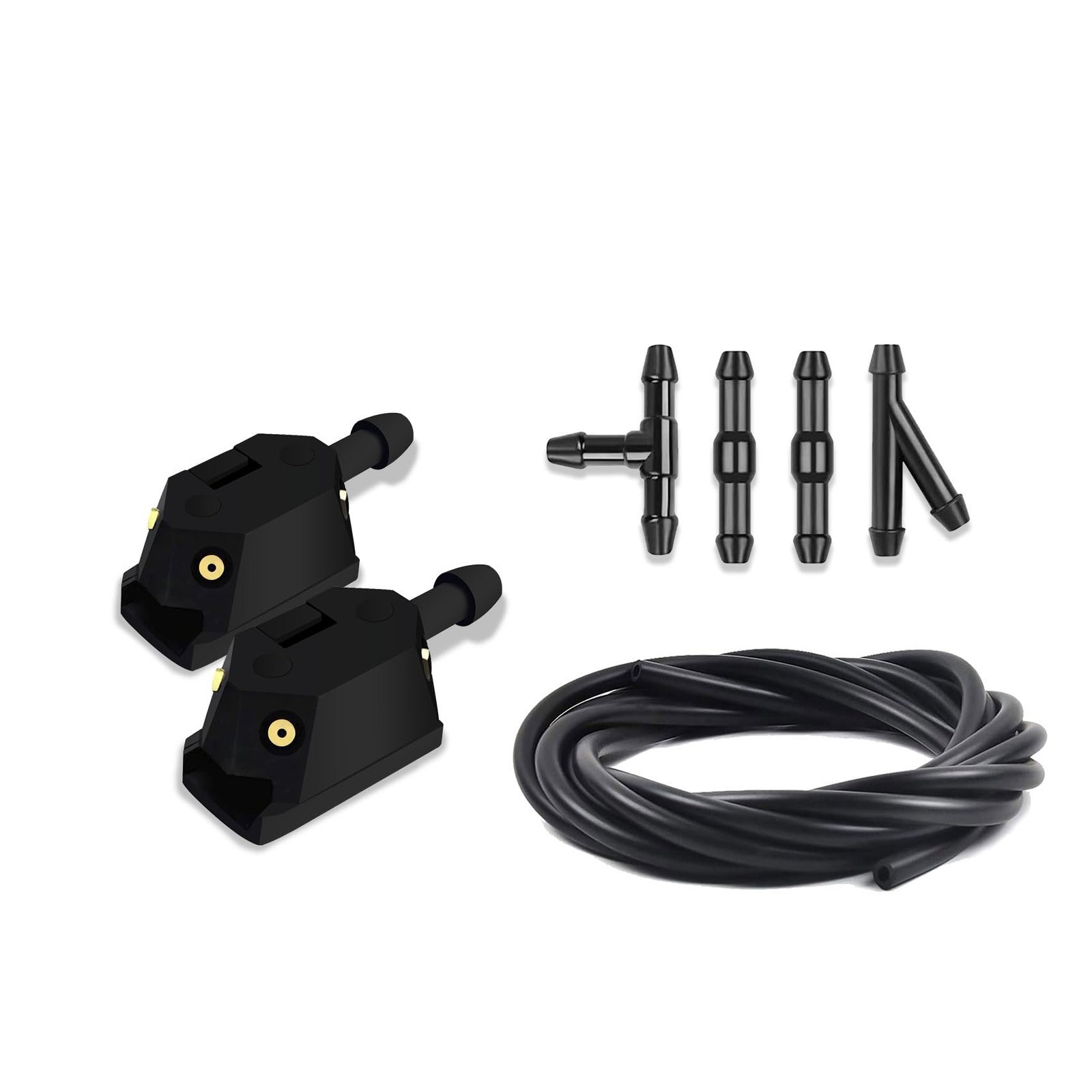 Windshield Wiper Arm Nozzle Jet, Washer Nozzles Kit 8-9mm, Black