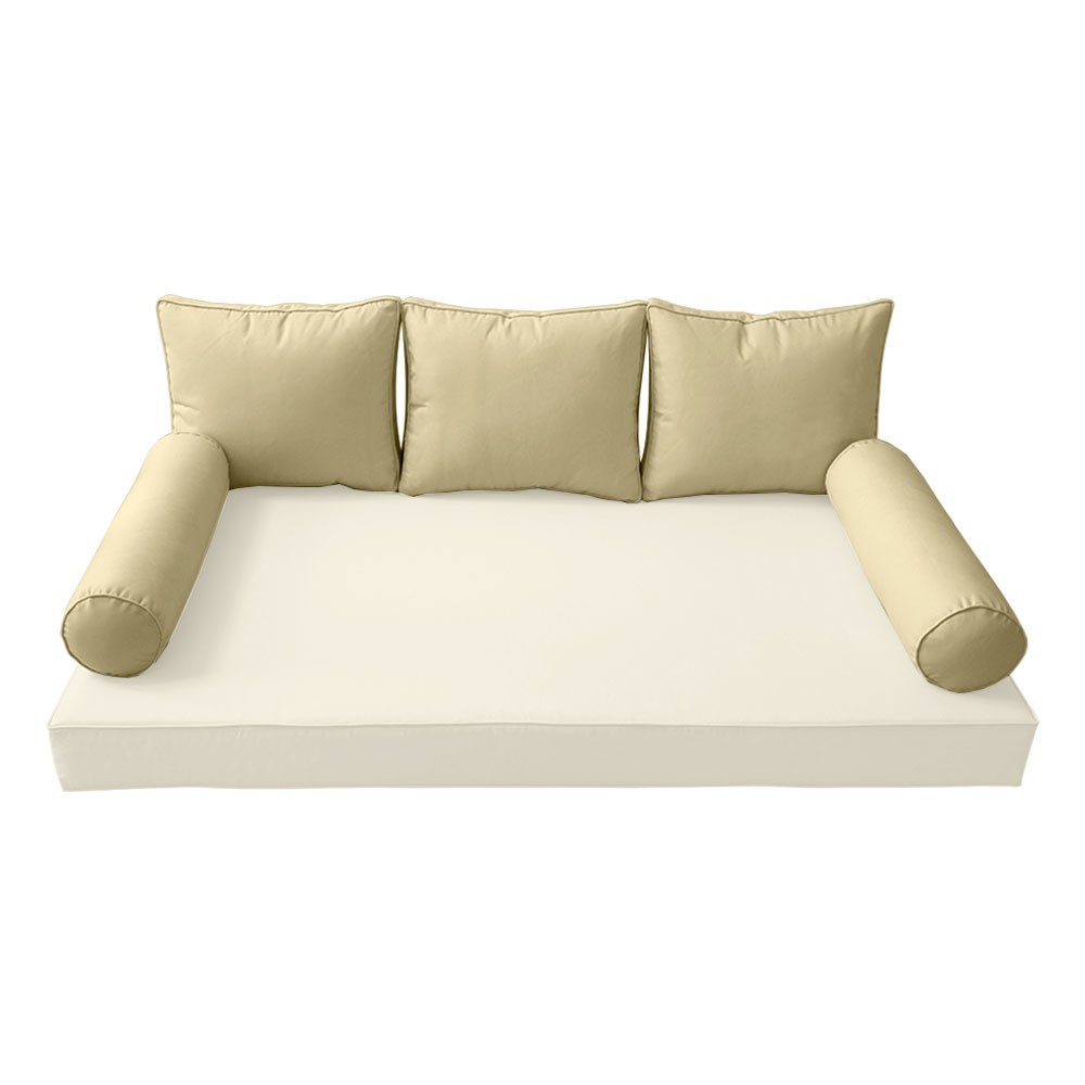 *COVER ONLY*-Style 3 Outdoor Bolster Back Pillow Slipcover Piped Trim Full-AD103