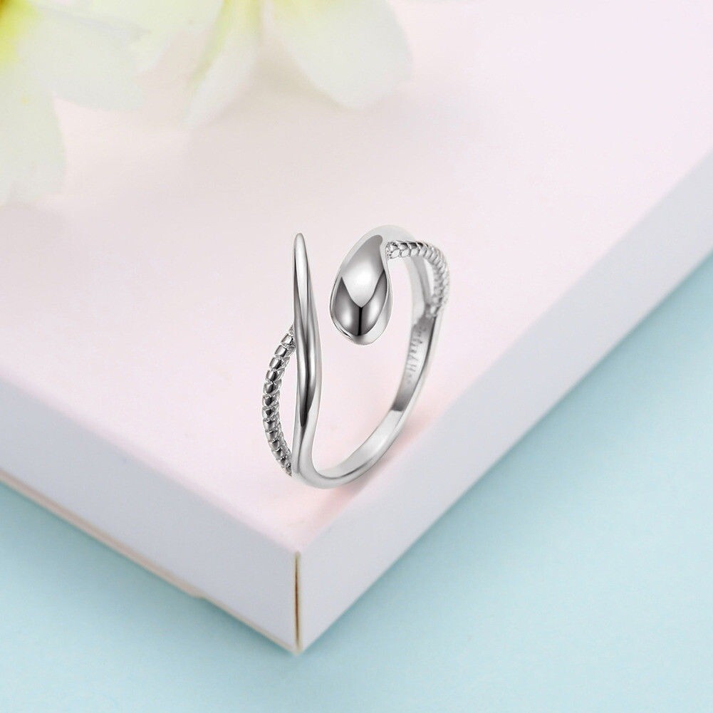 New 925 Sterling Silver Drop Style Solid Adjustable Wedding Engagement Ring Gift