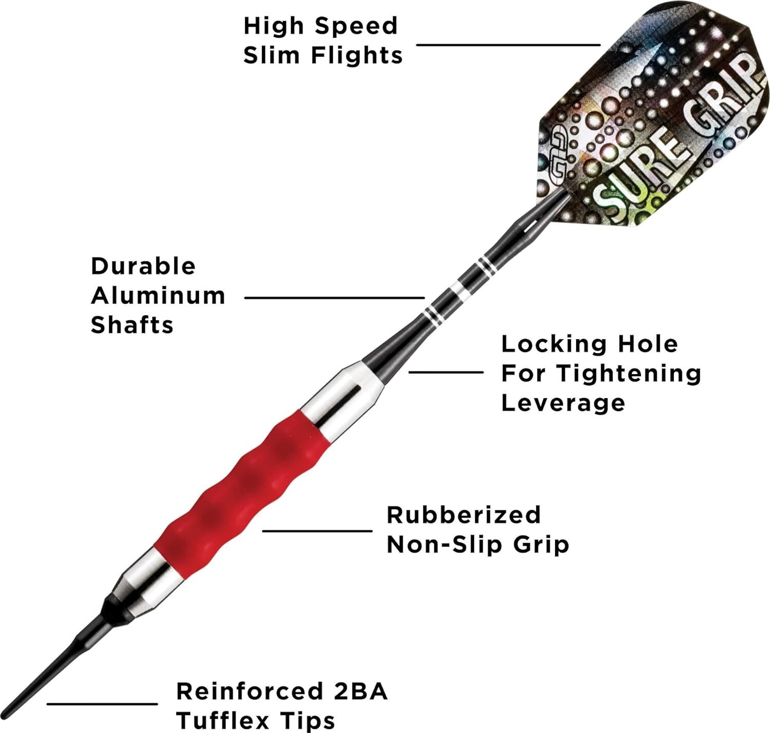 Viper Sure Grip Soft Tip Darts, Red, 16 Grams