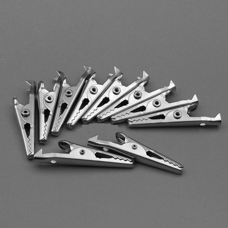 10Pcs Metal 35mm Small Size Crimp Alligator Clips Test Probes