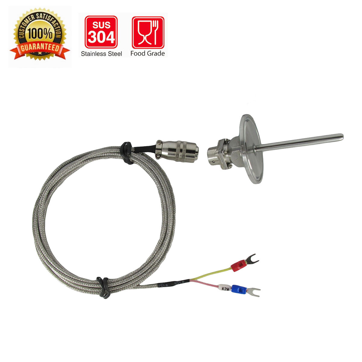 Tri-clamp Waterproof K Type Thermocouple Temp Sensors with Detachable Connector