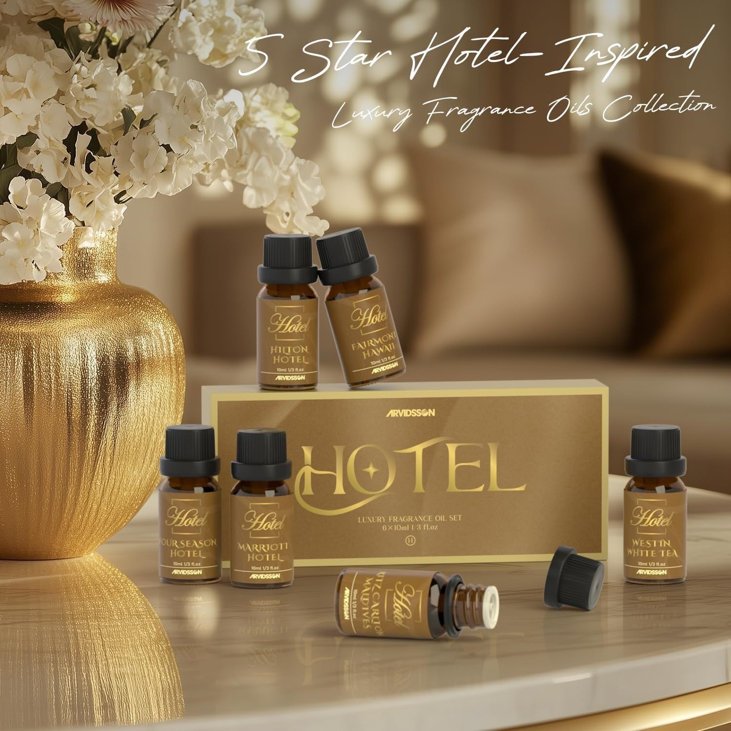 Hotel Diffuser Oils Gift Set - Hotel Essential Oils for Diffuser, Luxury Frag...