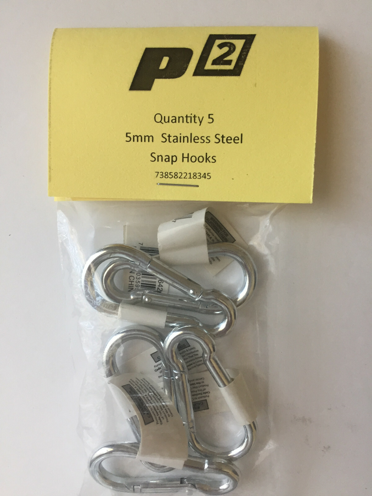 5mm Carabiner High Carbon Steel  Snap Spring  Hook - 5 PIECES - USA Seller
