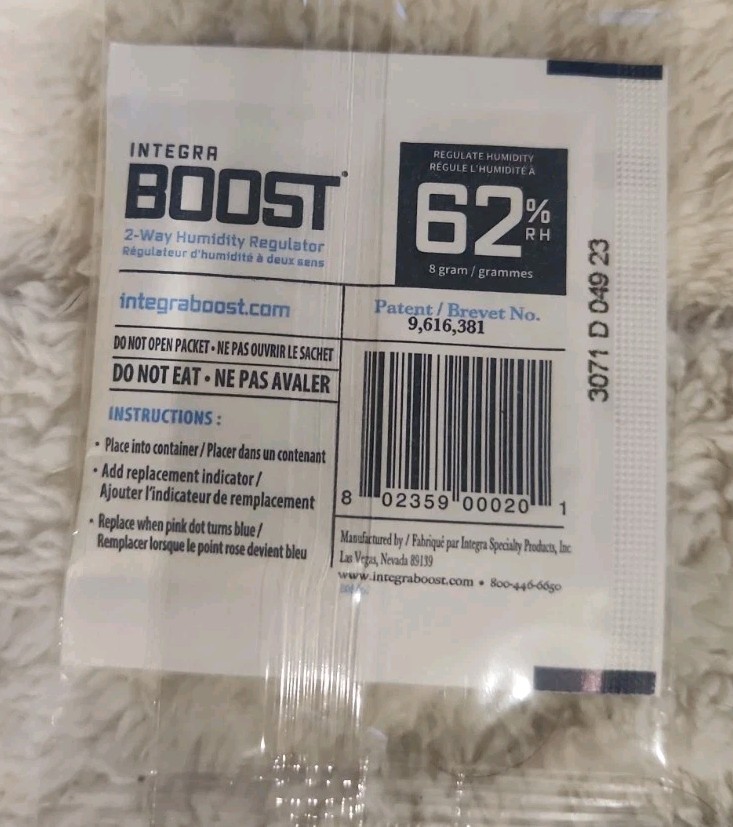 12x Integra Boost RH 62% 8 gram - Two Way Humidor Packets With Indicator