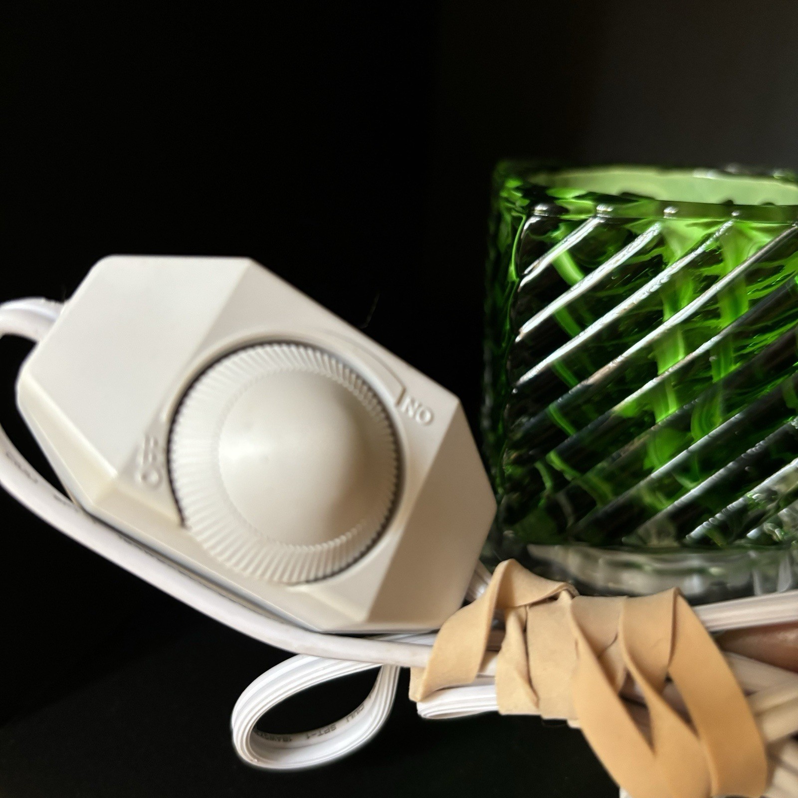 Electric Night Table Light With Dimmer Switch Beautiful Green With Clear Base