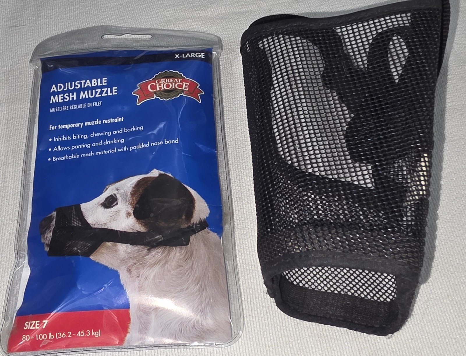 Great Choice Adjustable Mesh Dog Muzzle Size 7  80-800lb New