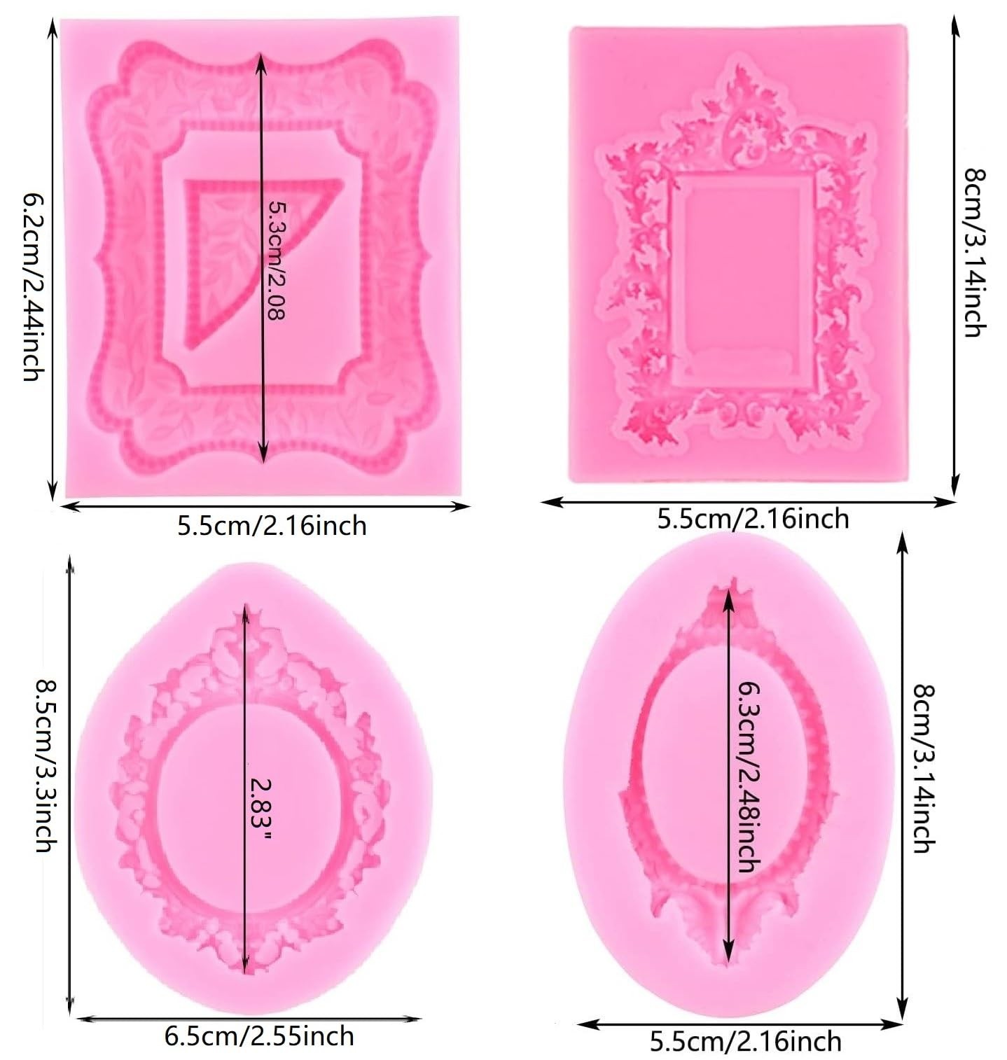 Picture Frames Silicone Mold Photo Frame Fondant Medium, Molds