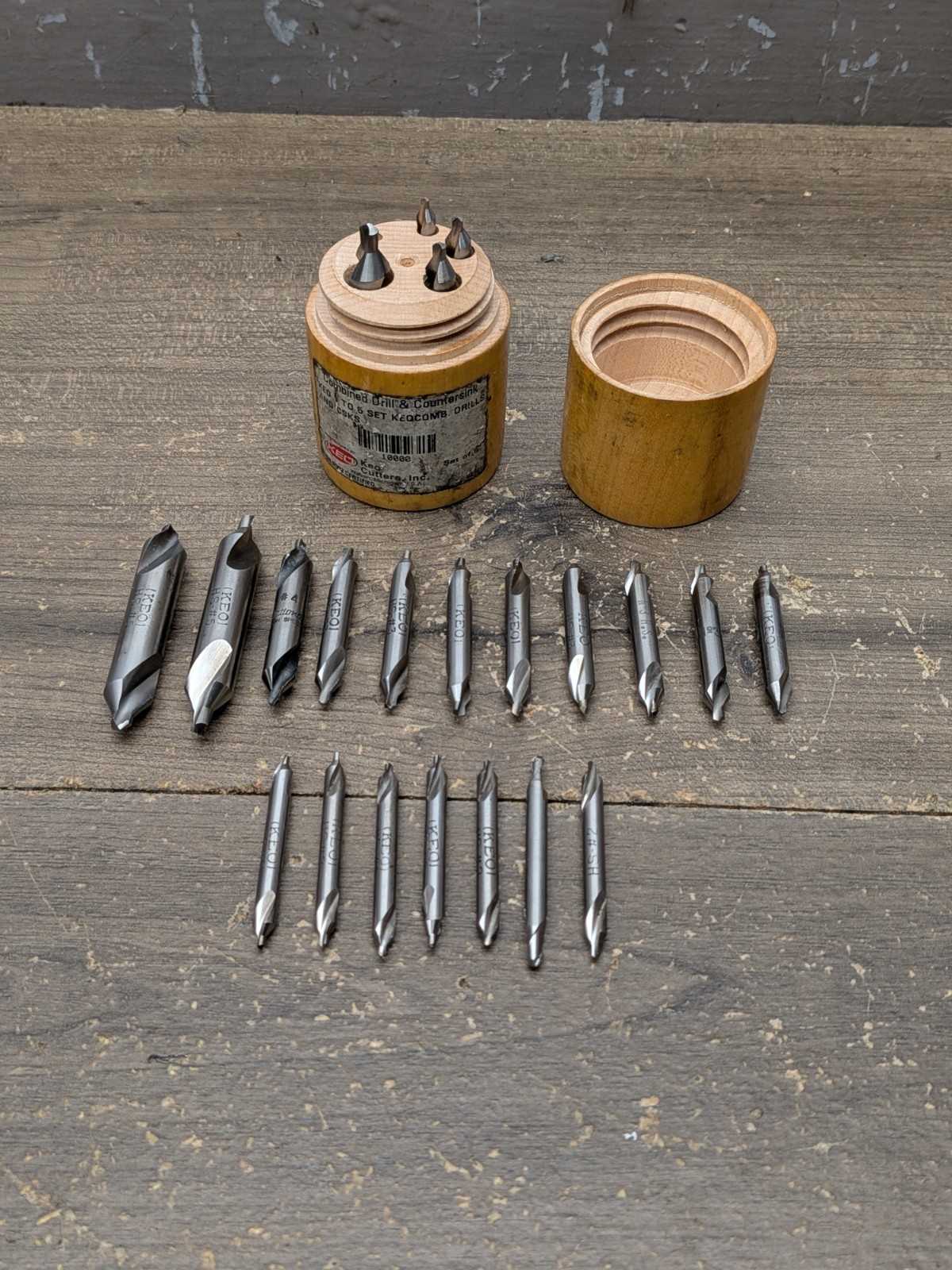 KEO 22 PC COMBINED DRILL & COUNTERSINK SET  CENTER DRILL #2, 3, 4, 5, USA MADE