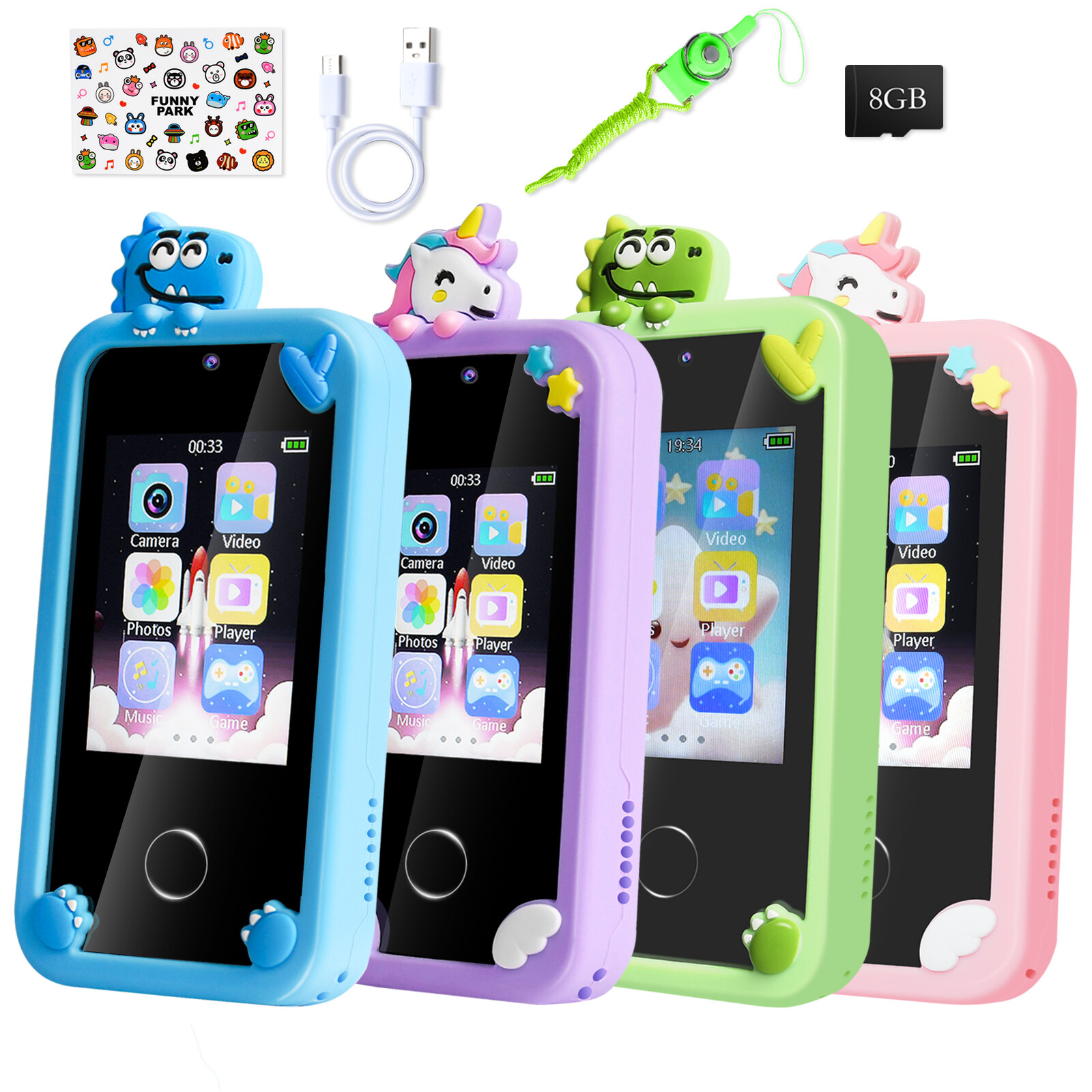 Mini Smart Phone Toys With 2.8" Touchscreen Kids Phone Toys for Boys+8G SD Card