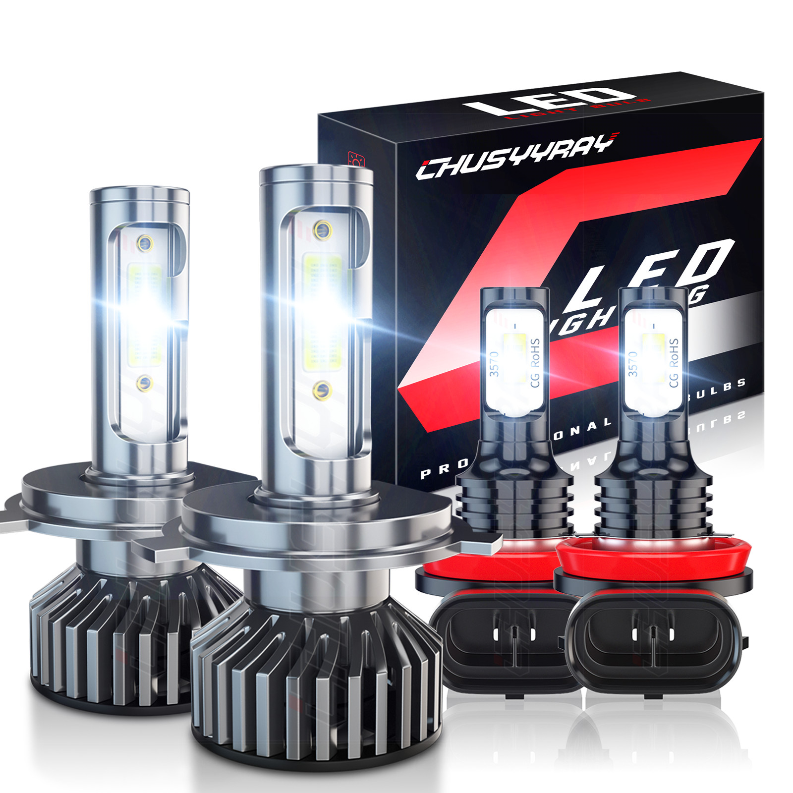 For Toyota Tundra 2014-2019 Combo LED Headlight High/Low Beam Fog Light 4X Bulbs