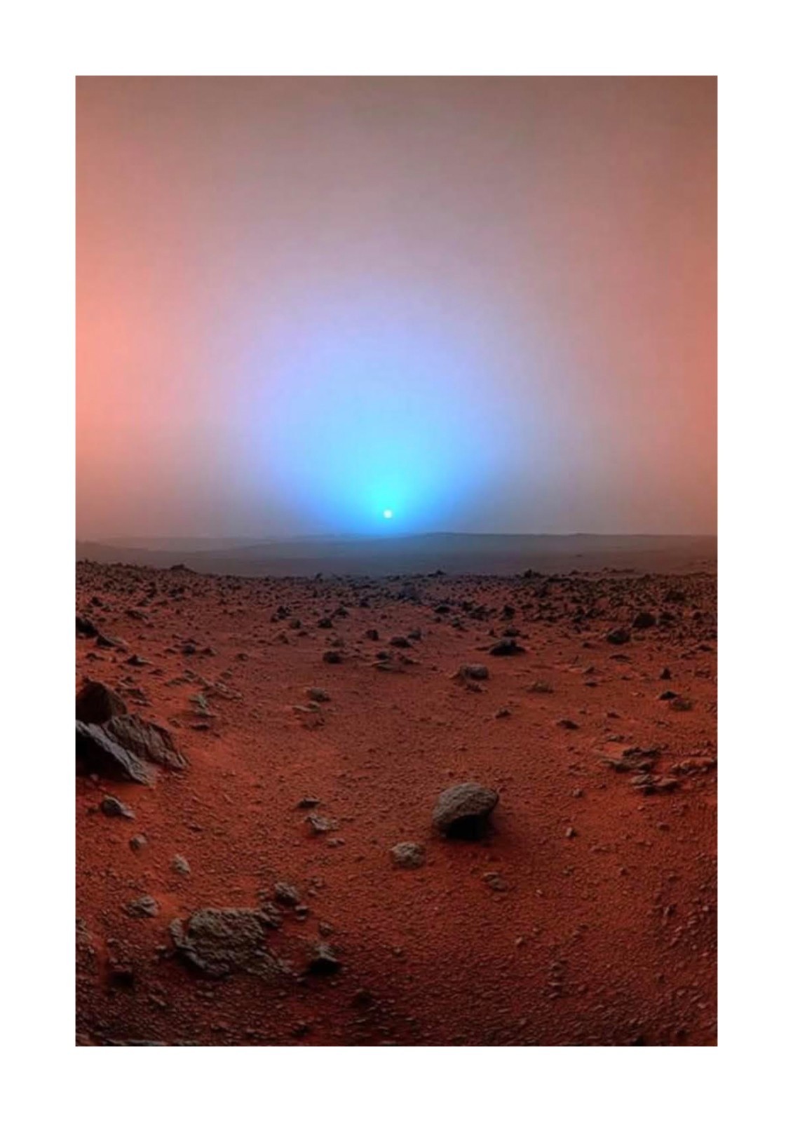 Sunset seen from Mars mounted A4 reproduction poster choice of frame