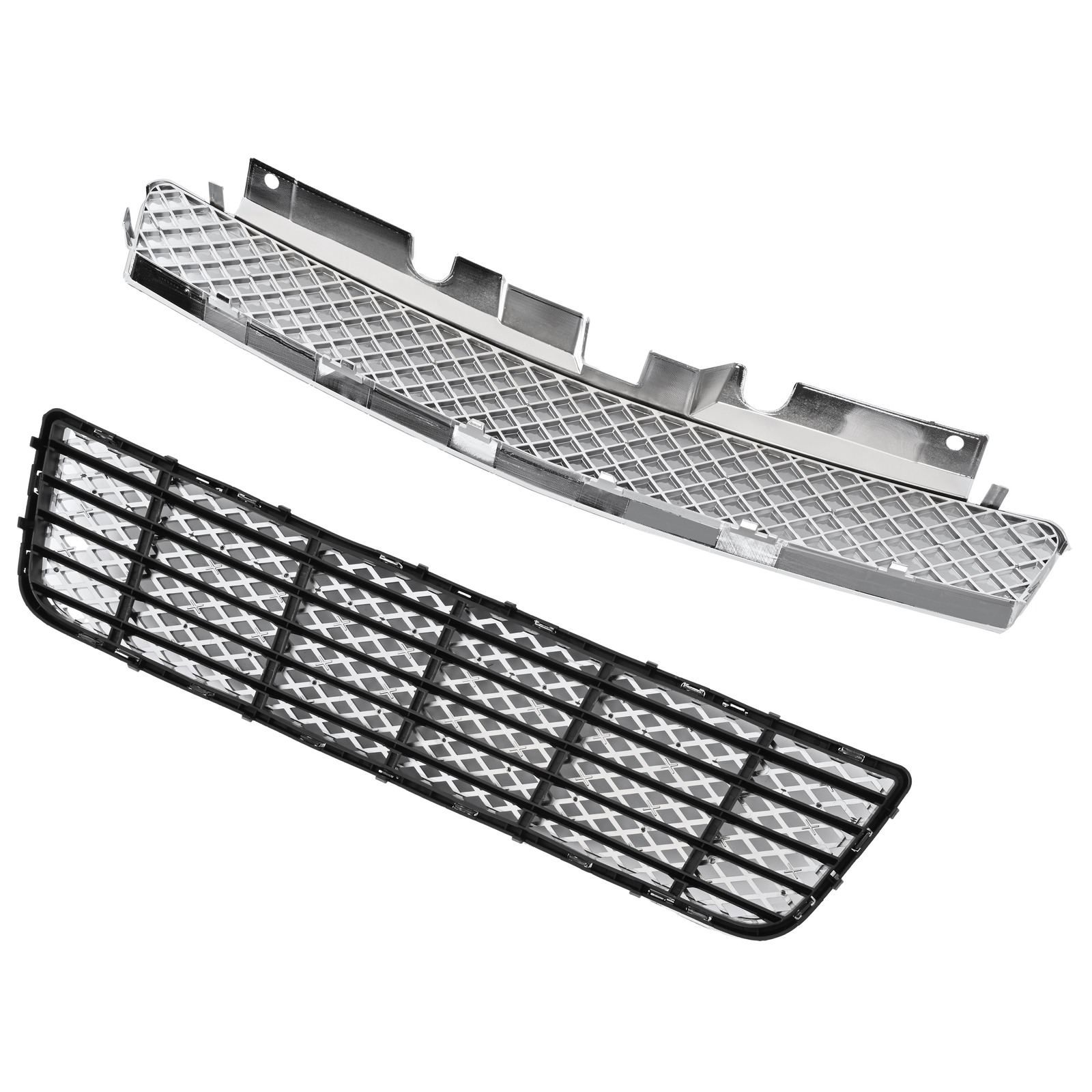 Front Upper & Lower Bumper Grille Fits 2006-2016 Chevy Impala/Limited Mesh Style