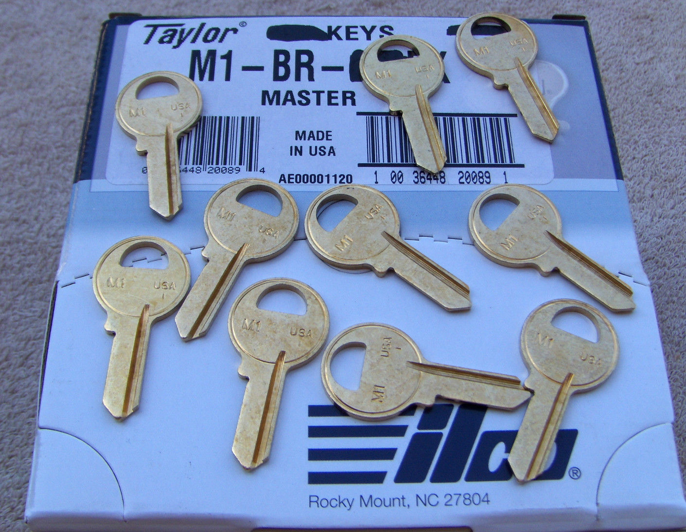 (5)   M-1 PADLOCK key blanks  MADE by ILCO in USA