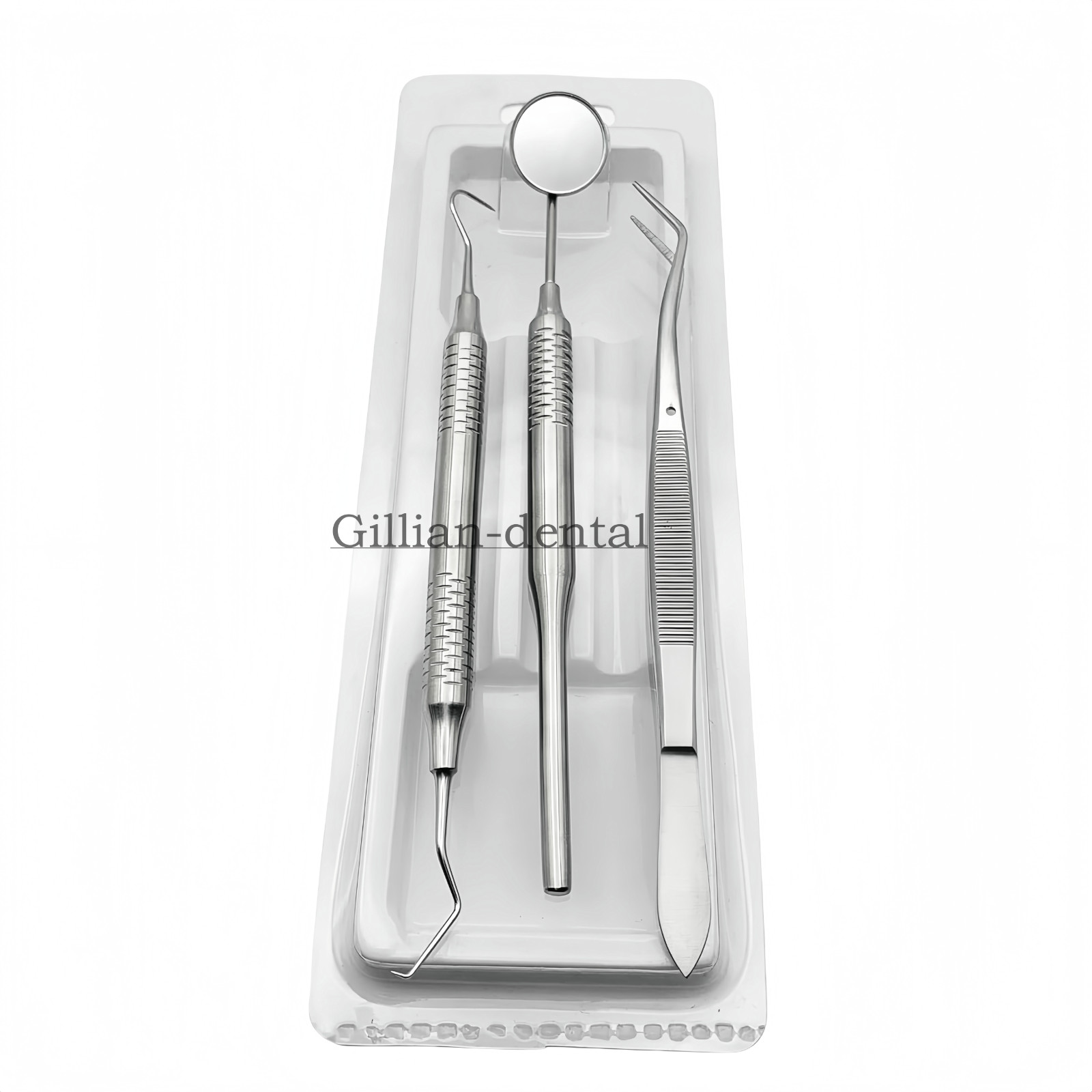 3pcs Dental Basic Instruments Set Tweezer Explorer Mirror Plier Stainless Steel