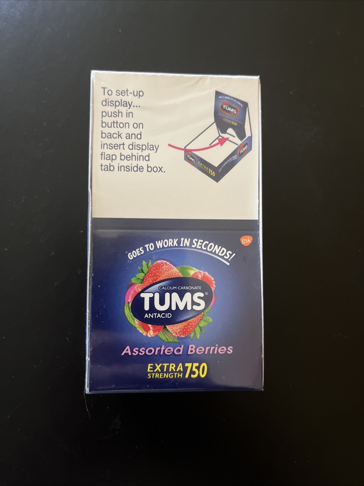 Tums Antacid Extra Strength 750 Assorted Berries Tablets Display Box of 12 Rolls