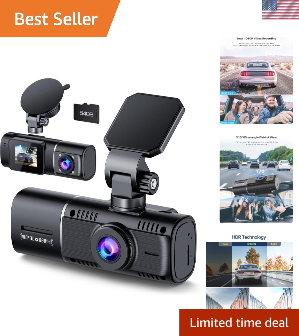 High Definition Dual Dash Camera with 64GB SD & G-Sensor – Capture Every Moment