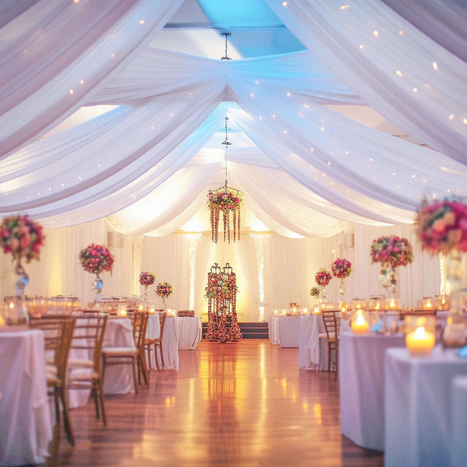 Shillance 6 Panels White Ceiling Drapes Lights For Weddings Ceiling Drapes