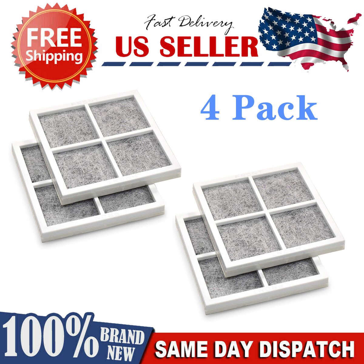 4 PACK For LG LT120F ADQ73214404 Fresh Air Replacement Refrigerator Air Filter