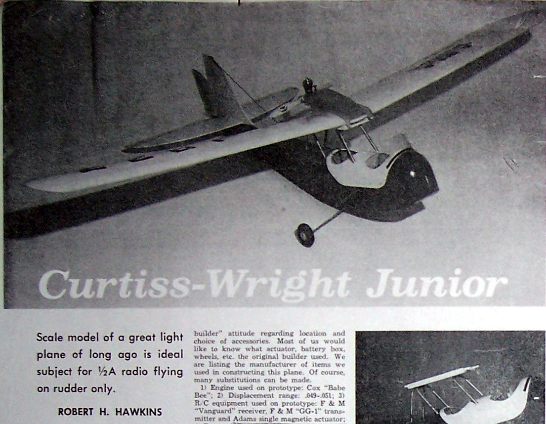 CURTISS-WRIGHT JR. & DRAFTY PLANS + BUILDING ARTICLES RC & FF Model Airplanes