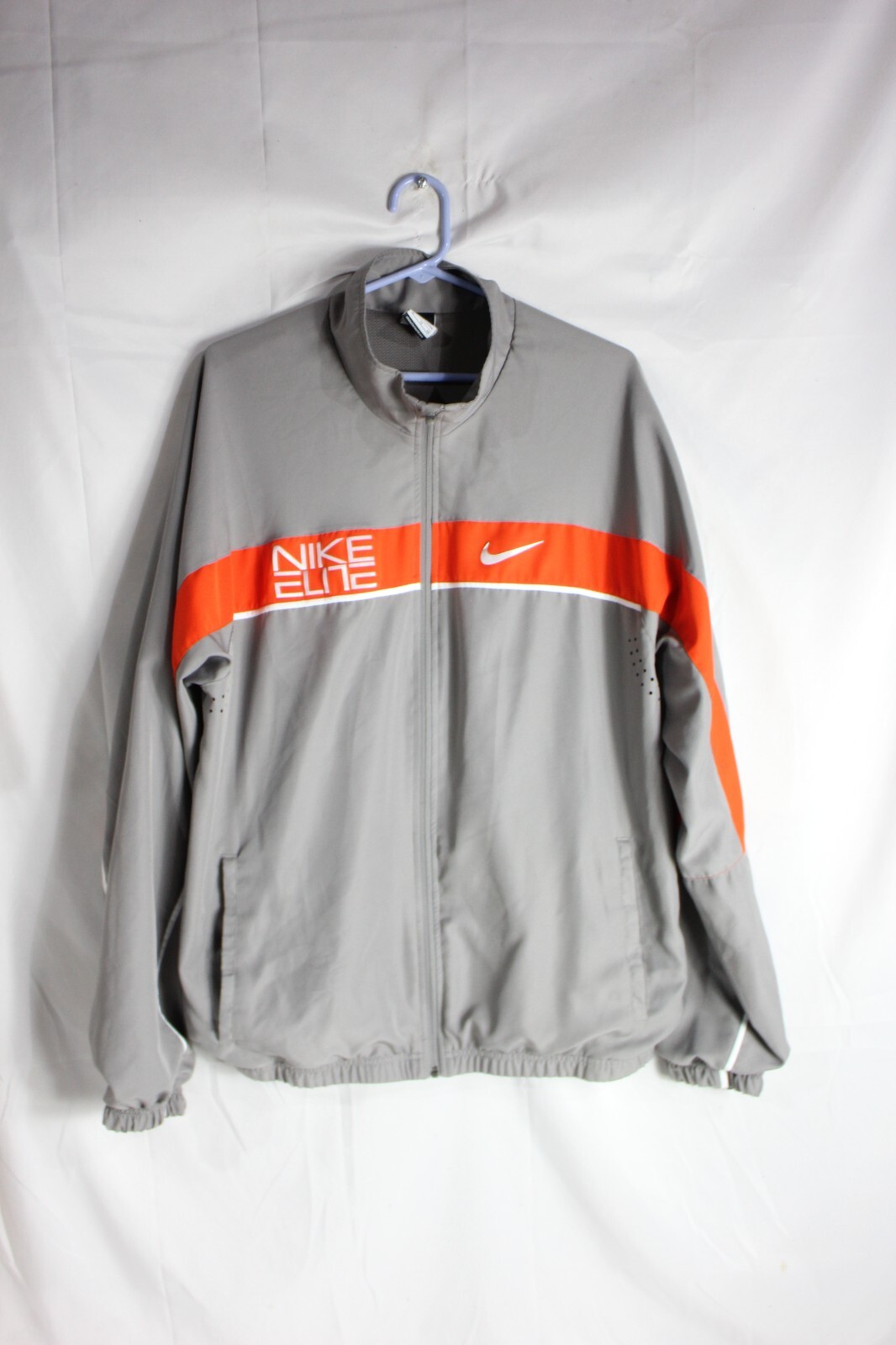 Nike Elite Jacket Mens XL Gray & Orange Dri-Fit Full Zip Lined Air Vents