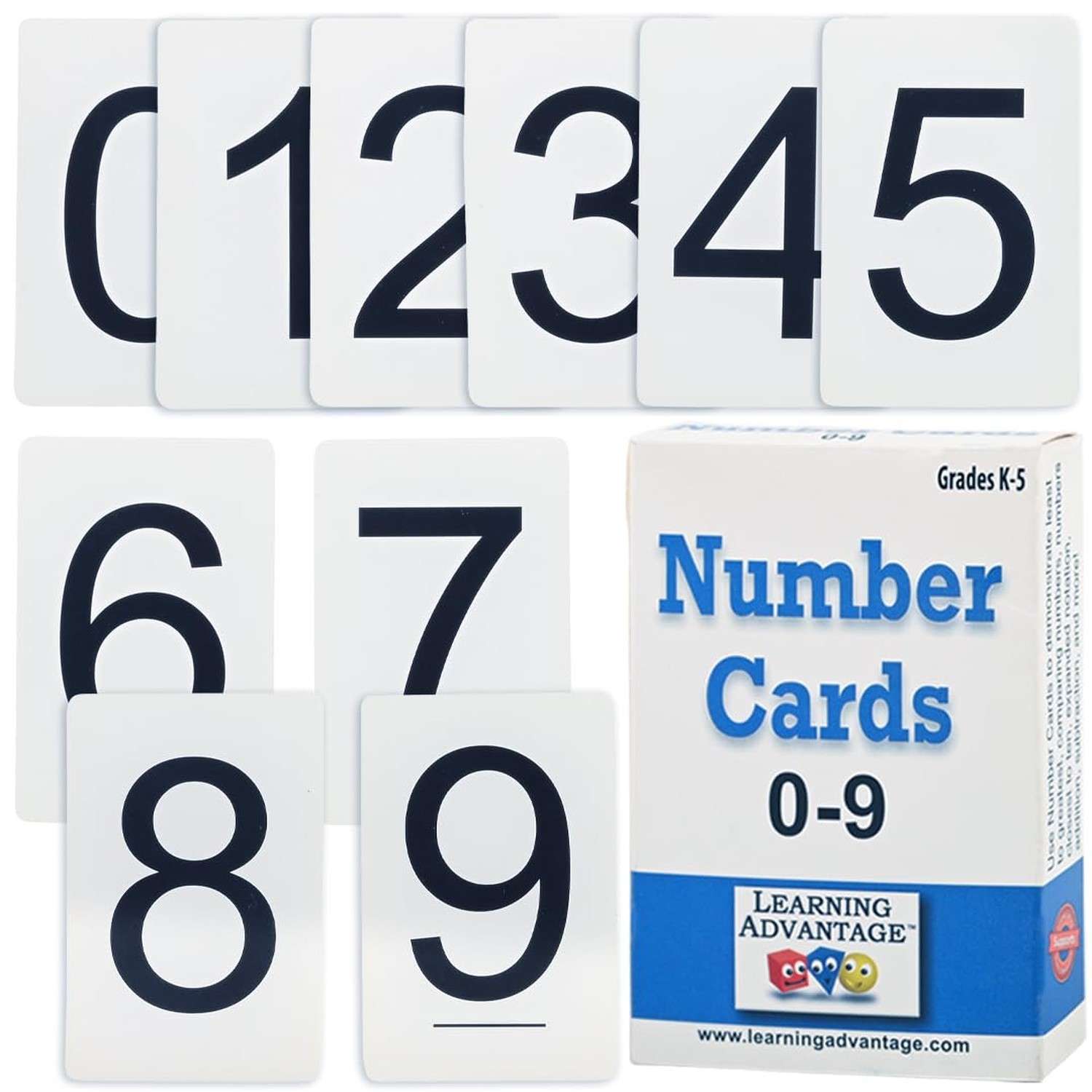Learning Advantage Number Cards 0-9, Set of 50, Black | Practice Number Recog...