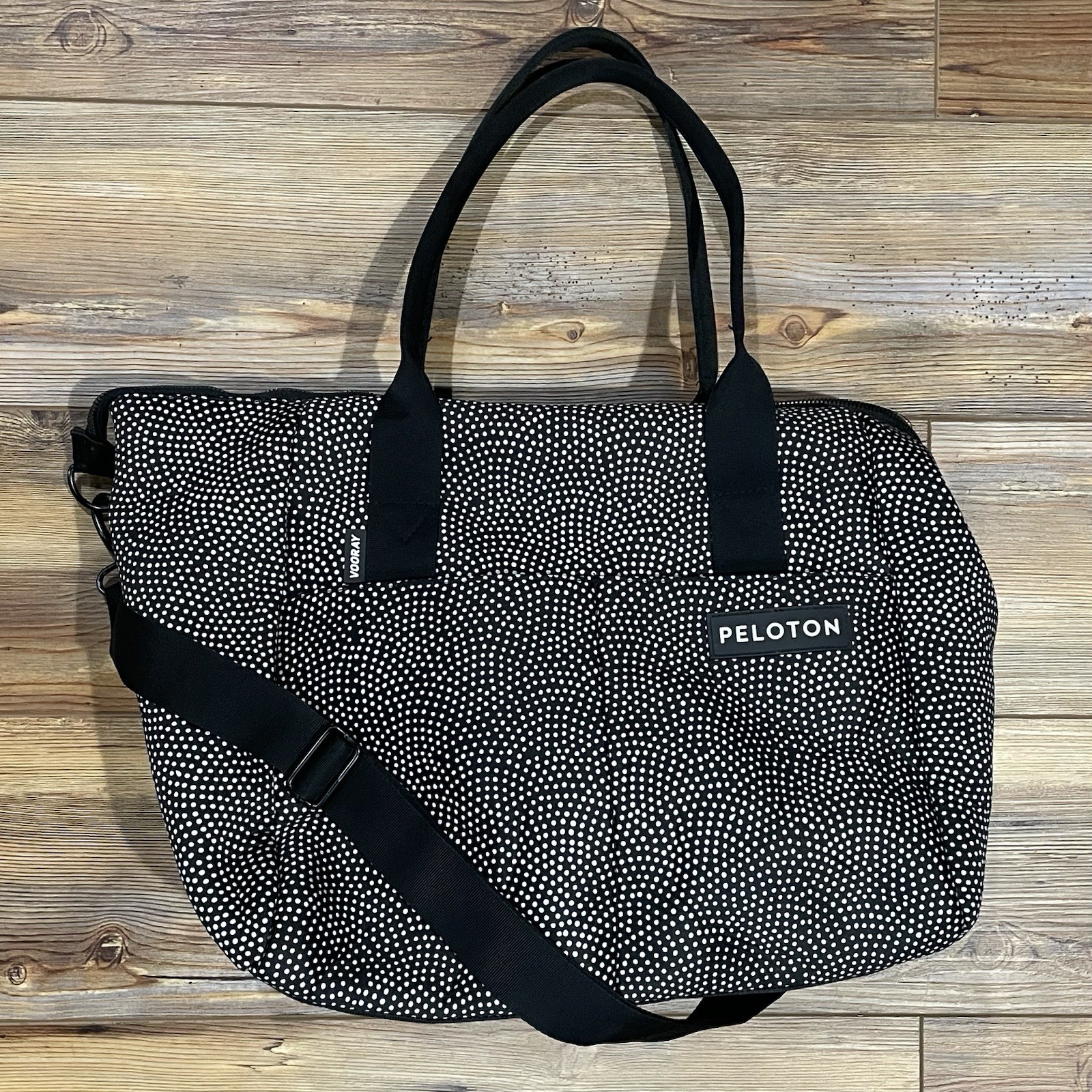 Peloton By Vooray On The Go Duffel Bag Puffed Black & White Gym Rare Excellent