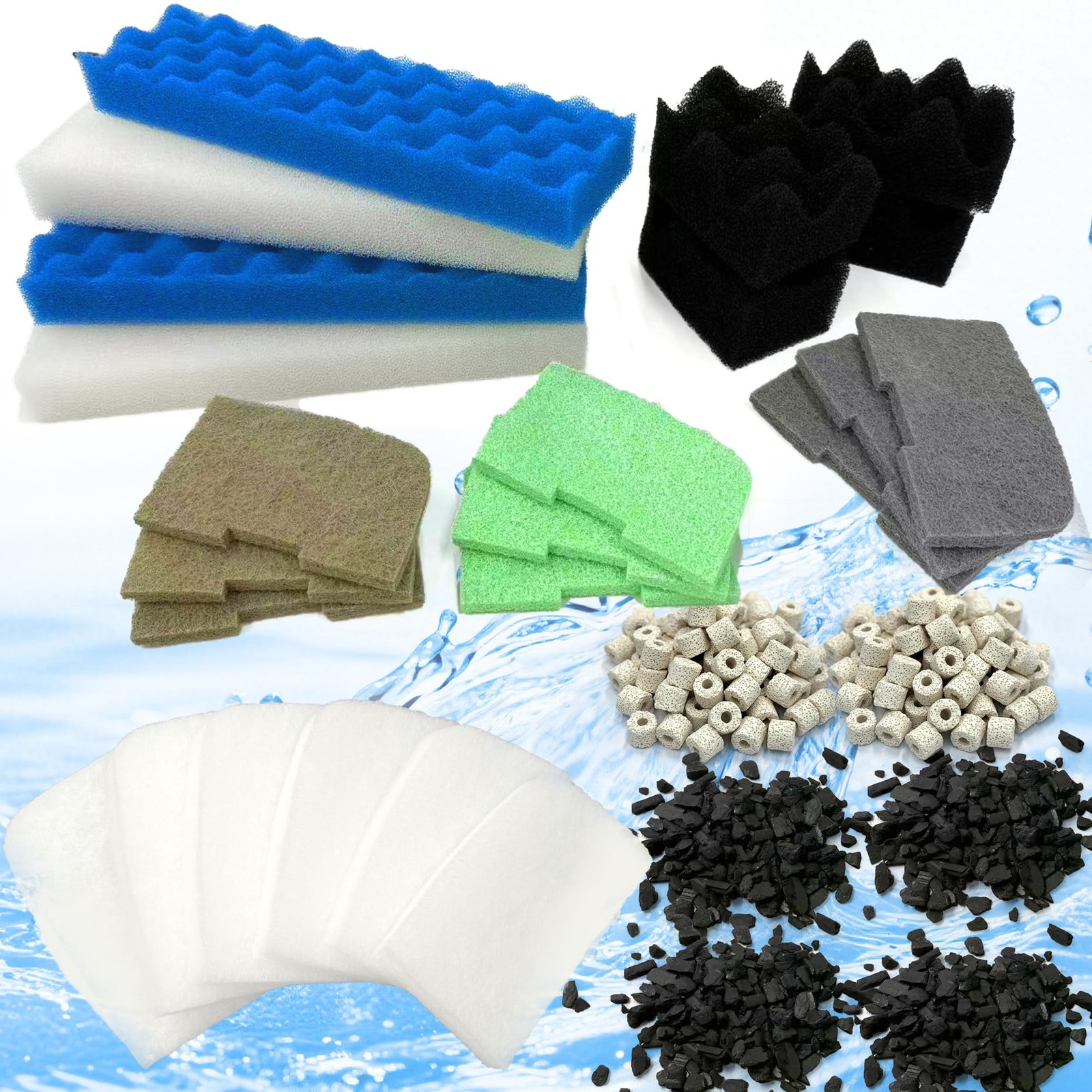 29PCS Upgraded Bio Foam Set with Fluval 406/407 Aquarium , Activated Carbon/B...