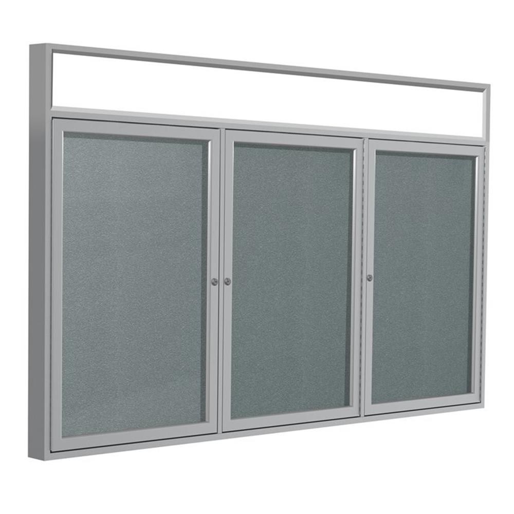 Ghent's Vinyl 48" x 96" 3 Door Enclosed Bulletin Board in Stone
