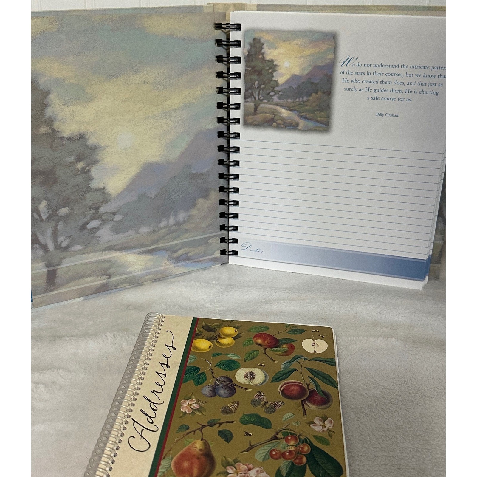 DaySpring Devotional Journal & Address Book Set Blue Botanical Excellent 2pc