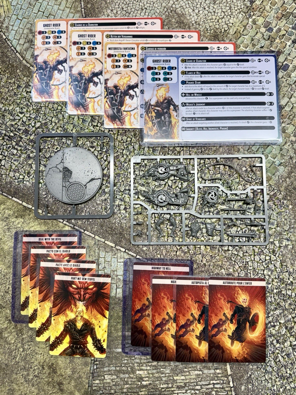 Marvel Crisis Protocol Ghost Rider NEW On Sprue Sleeved Cards Atomic Mass Games