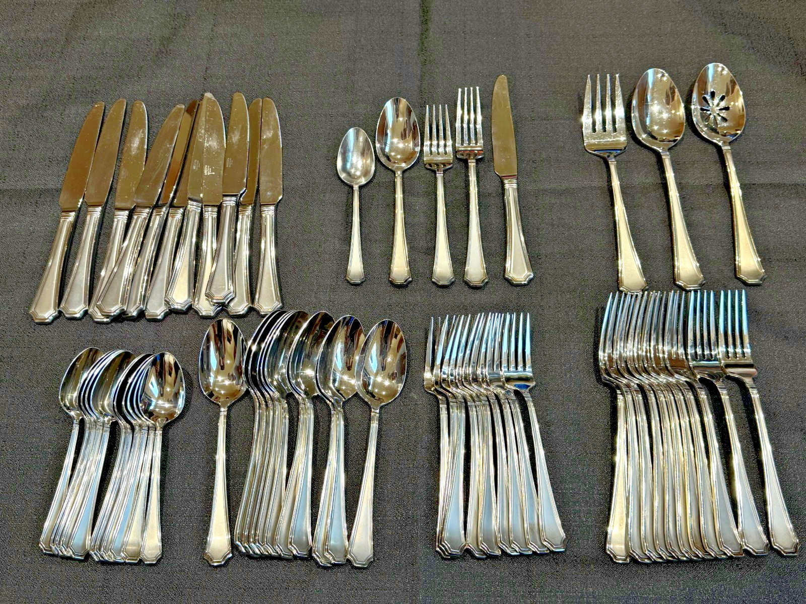 Set for 12 Mikasa Tatum Frost Flatware Stainless Steel 71 Pieces (-1 Salad Fork)