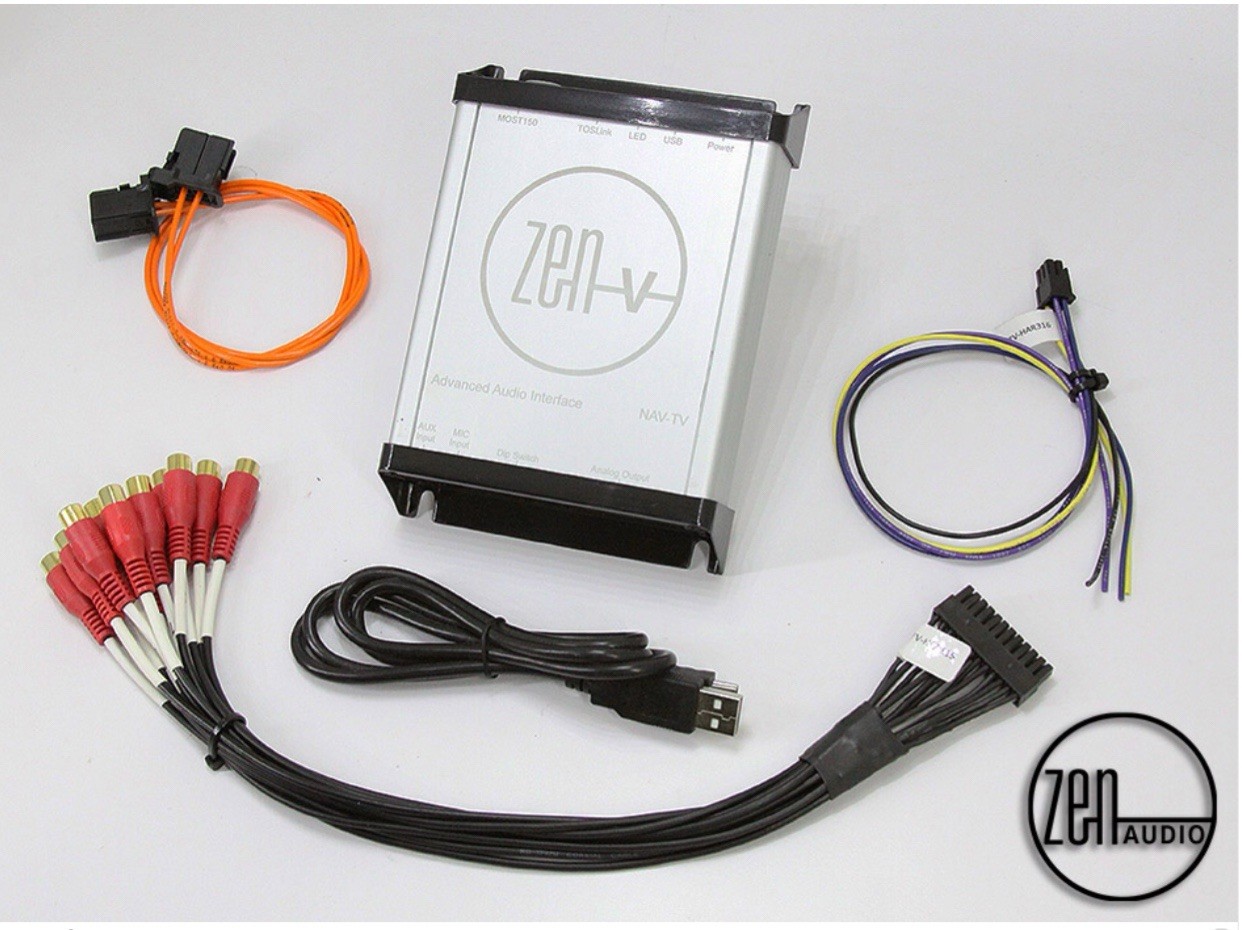 NavTv Pre Amp Zen-V Most150 Optical RCA Interface  Audio Porshe Mercedes