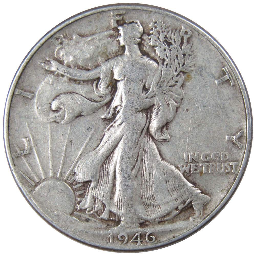 1946 Liberty Walking Silver Half Dollar F Fine 50c Coin Collectible