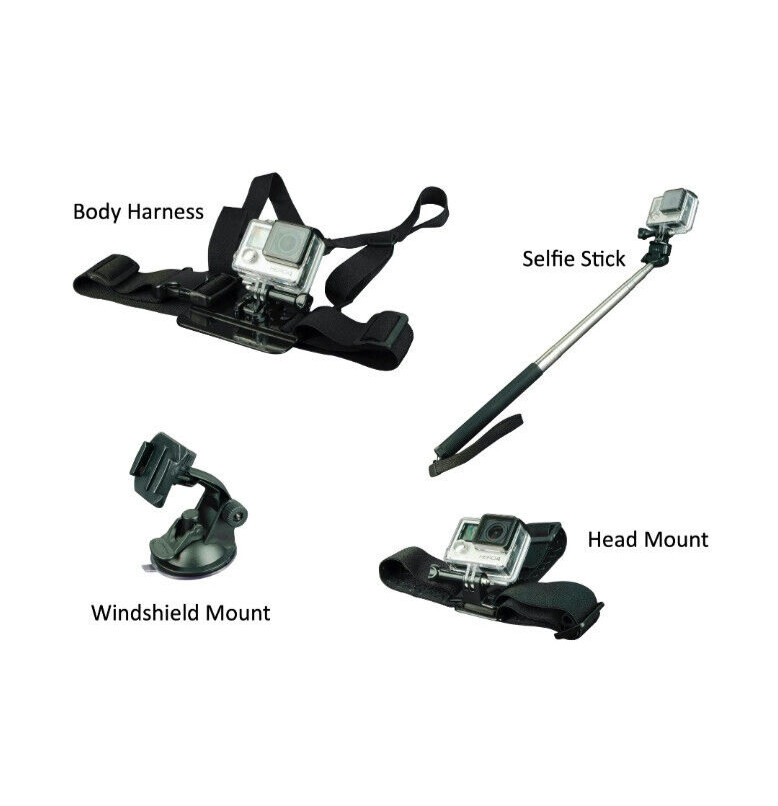 Focus Onn 16-Piece Action Camera Accessory Kit Essentials Black