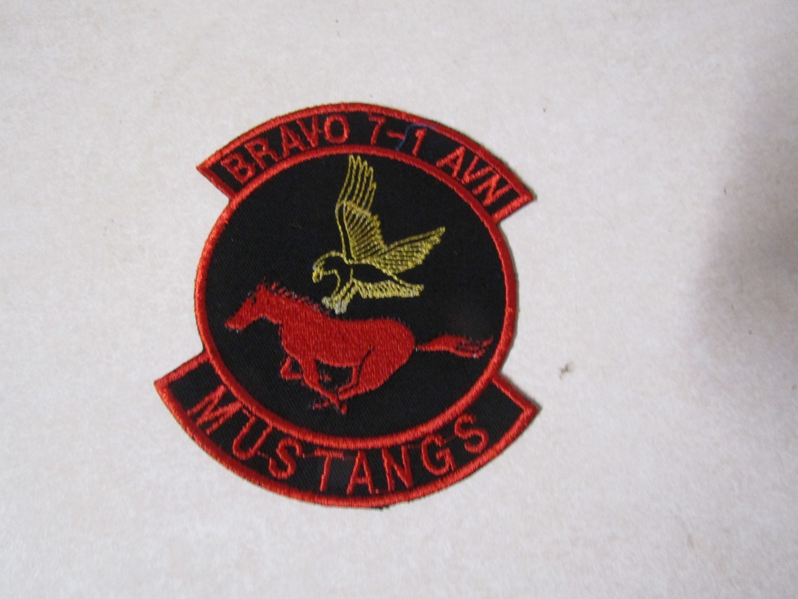 VINTAGE PATCH MILITARY GERMAN MADE BRAVO 7-1 AVIATION MUSTANGS