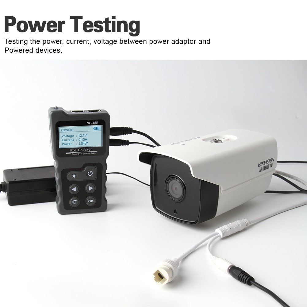 Noyafa PoE Checker Inline PoE Voltage & Current Tester with Cable tester NF-488