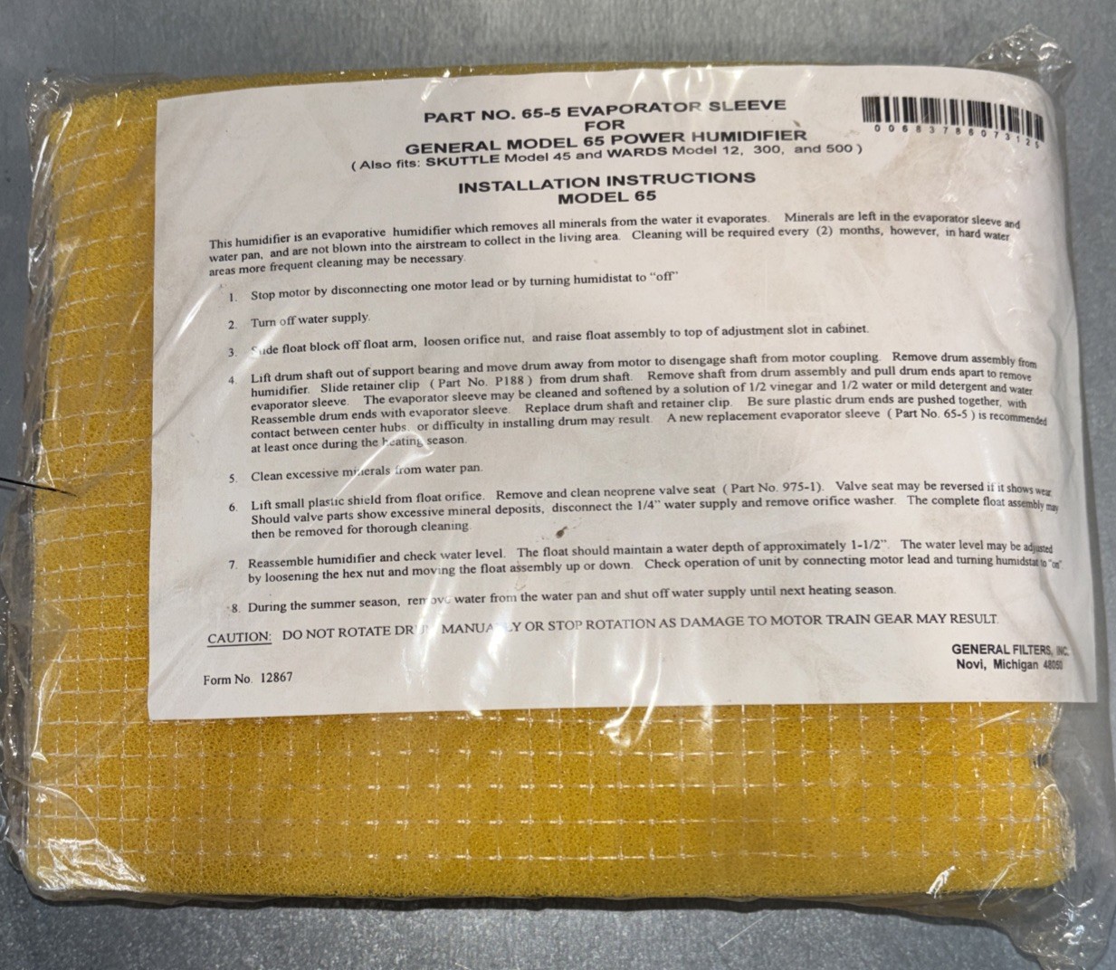 General Aire Genuine OEM Replacement Evaporator Sleeve # 65-5 Fits Models: 65, 6