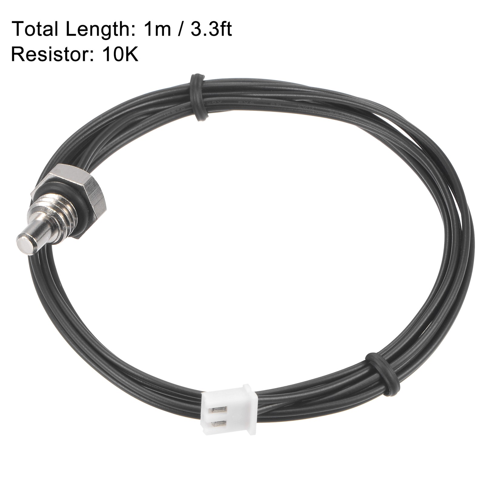 2 Pcs 1 Meter 10K Temperature Sensor Probe M8 NTC Thermal Sensor Probe Cable
