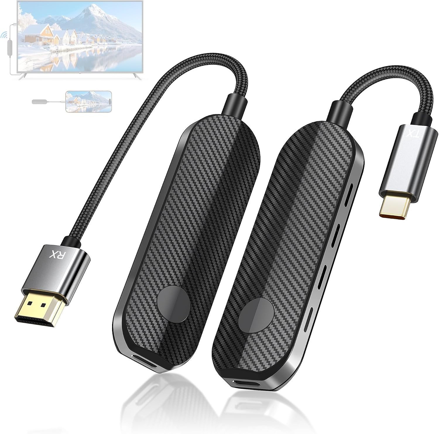 Wireless HDMI USB-C Transmitter and Receiver Kit,Hdmi Wireless Adapter Compatibl
