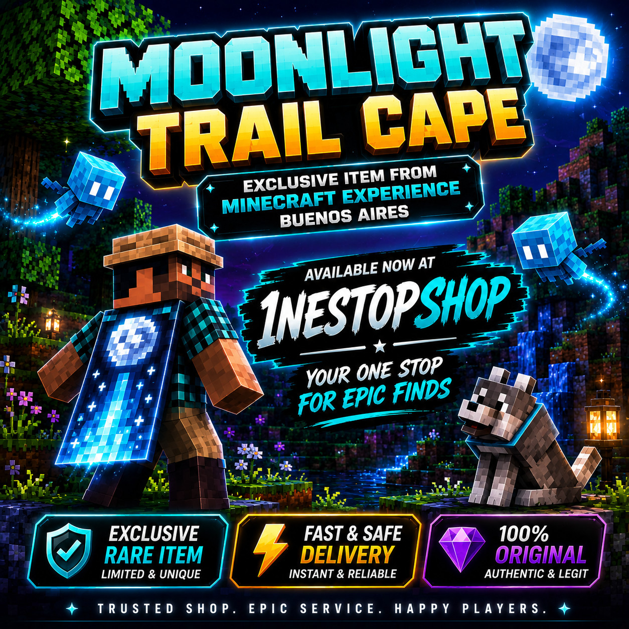 Minecraft Moonlight Trail Cape Code - Fast Delivery - JAVA - BEDROCK
