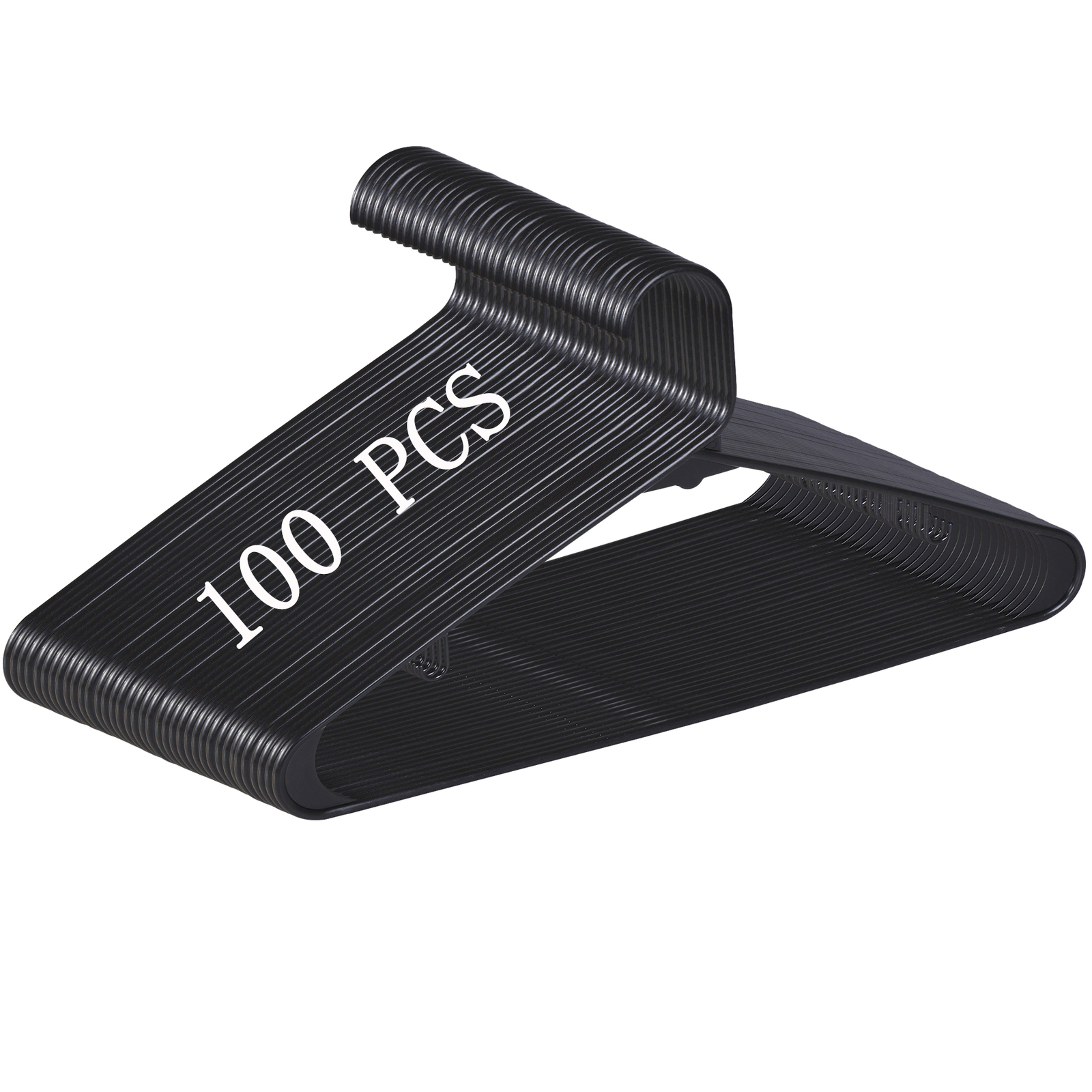 Plastic Clothes Hangers 100 PCS Durable Coat Hangers with 2 Hooks Black