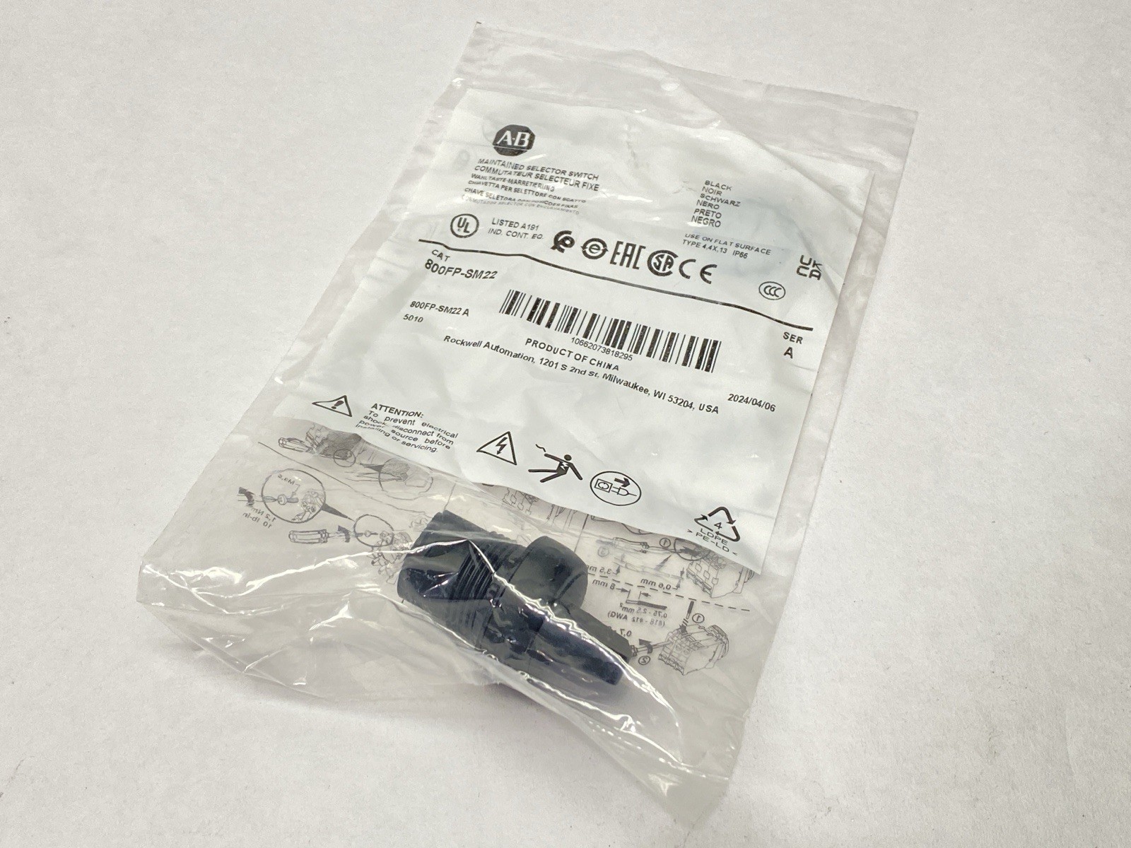 10PCS NEW Allen Bradley 800FP-SM22 Ser A Selector Switch 2-Position Black