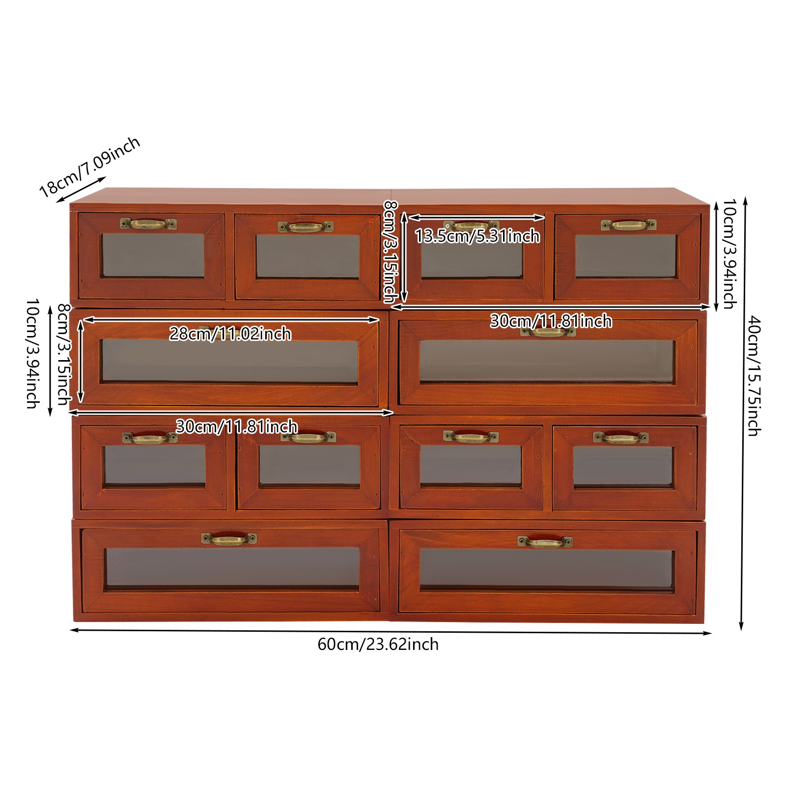 Stackable Wood Storage Cabinets/Boxes With Handles, 4 Single & 4 Double Drawer