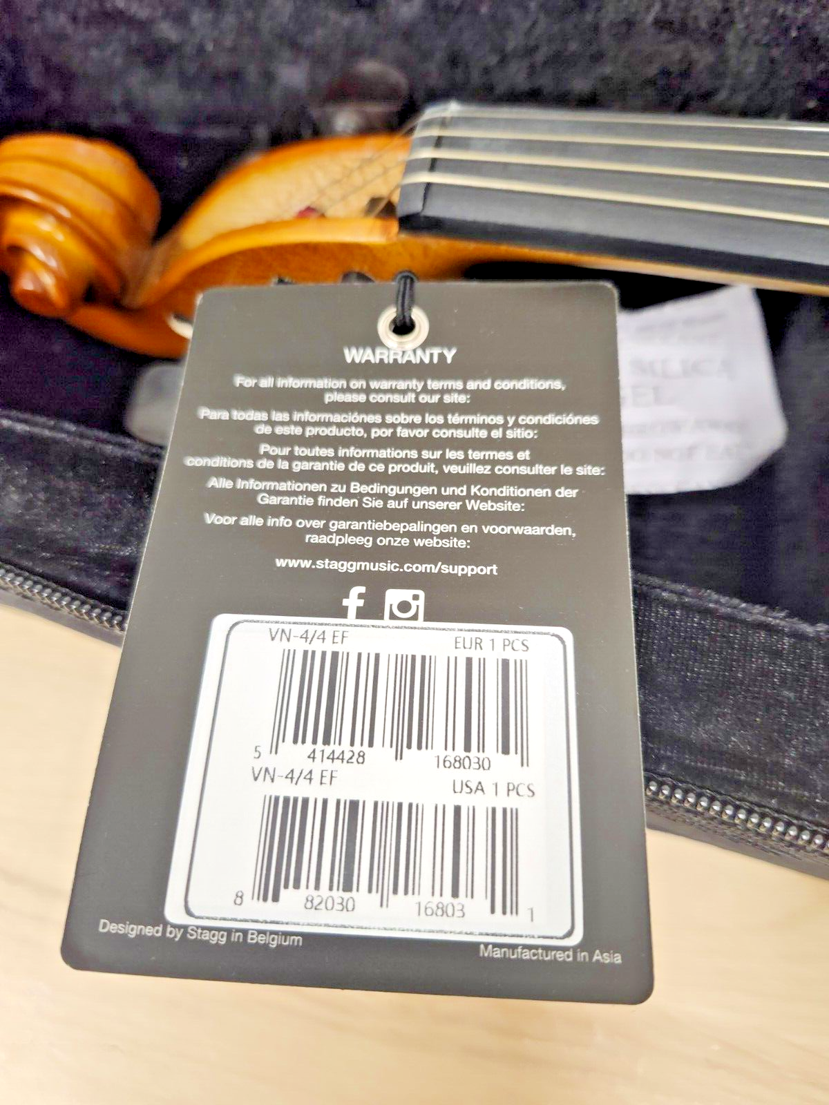 Stagg VN-4/4 EF Solid Maple 4/4 Student Size Violin Ensemble with bow and case