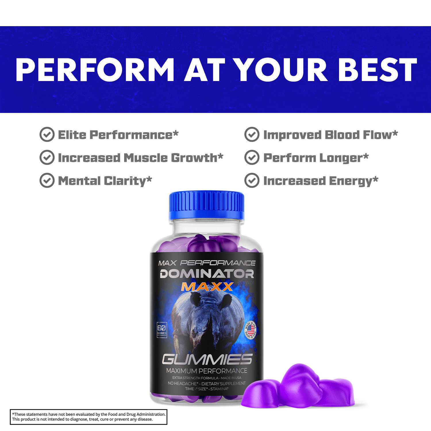 Dominator Maxx Gummies For Men, Advanced Performance Supplement 120 Gummies