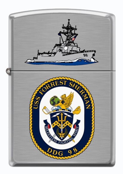 USS Forrest Sherman (DDG-98) Destroyer Zippo MIB   Brushed Chrome