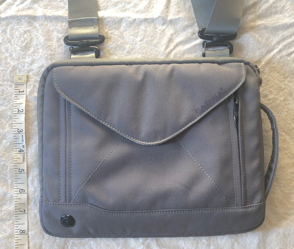Padwa Gray Padded Messenger Bag Removable Strap Case for 10” Tablet Laptop
